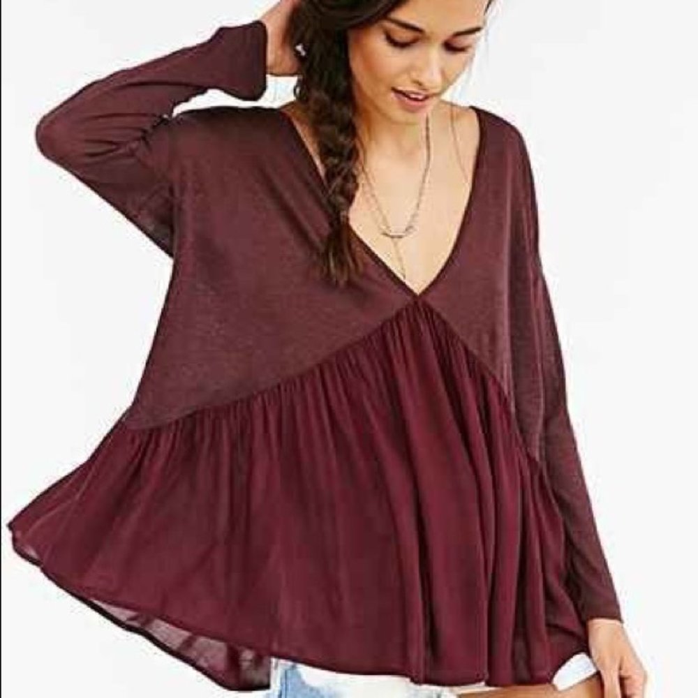 Kimchi Blue Flowy T-Back Long Sleeve Top